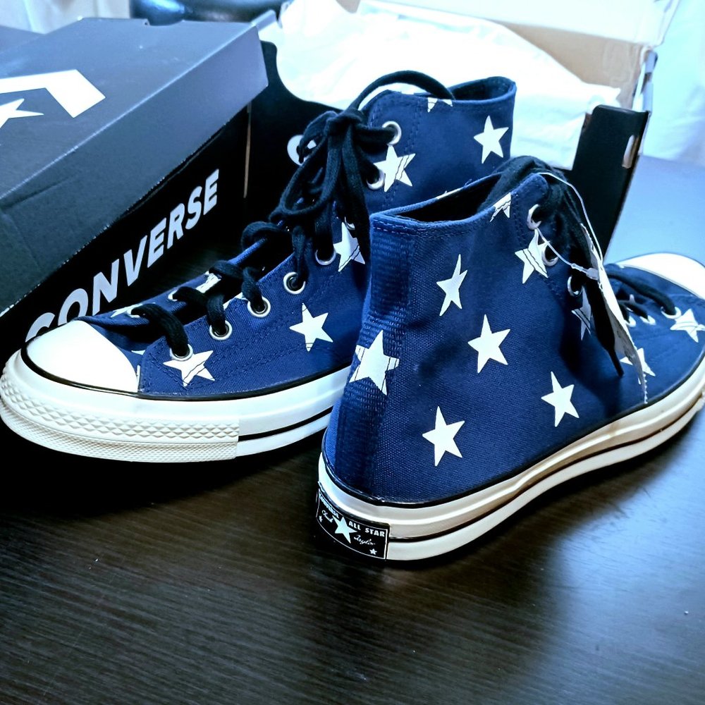 Mens 10.5 Converse Chuck 70 HI Navy/white/egret 'stars'